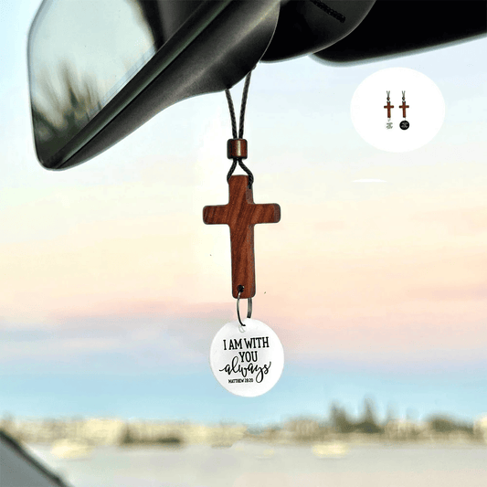 Matthew 28:20 Rearview Cross Pendant | I am with you always