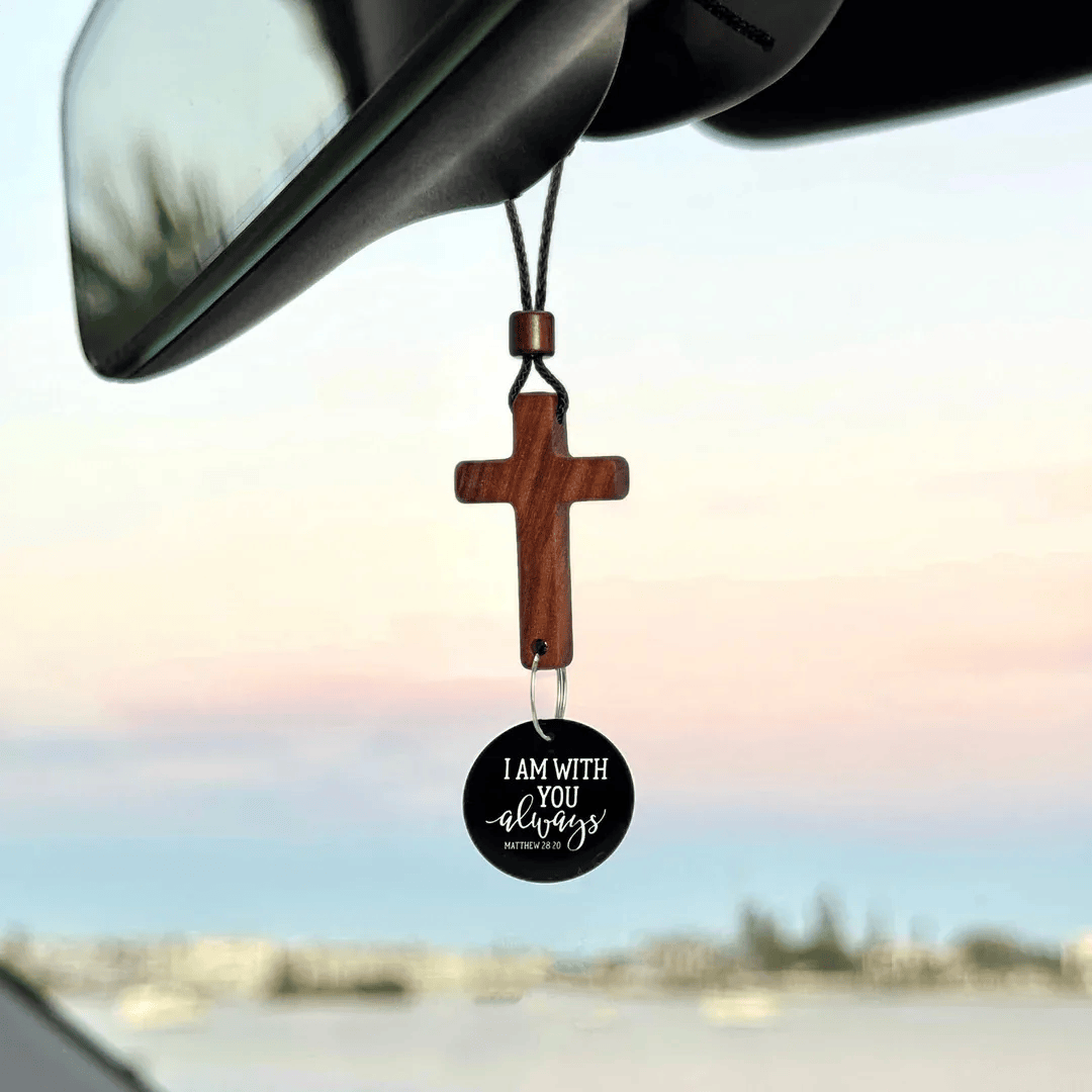 Matthew 28:20 Rearview Cross Pendant | I am with you always